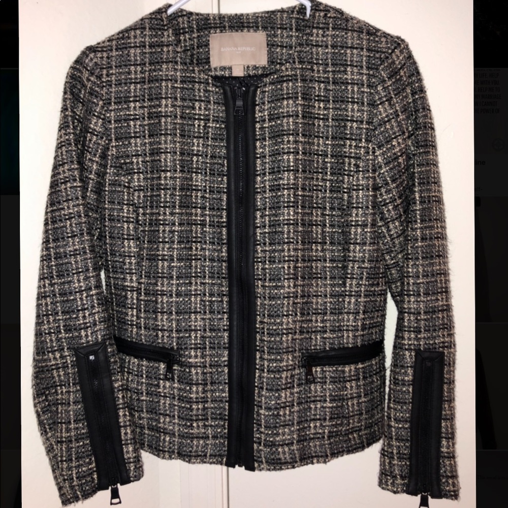 Banana Republic Blazer with Faux Leather Trim